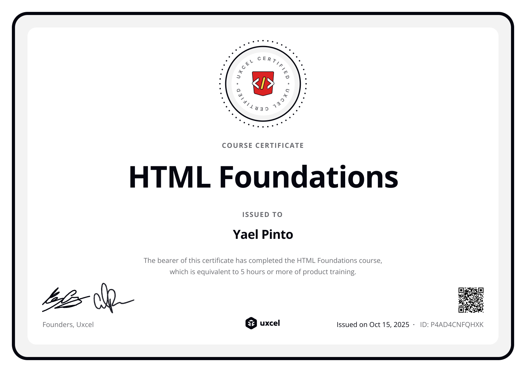 Yael's certificate